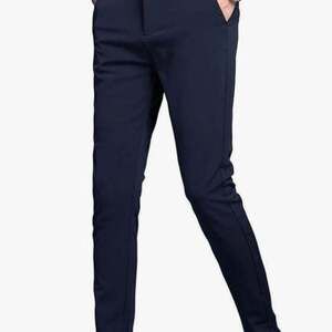 Plaid&Plain Men's Stretch Dress Pants Slim Fit Skinny Navy Blue 38Wx32L